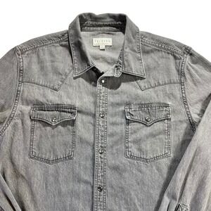 Tecovas Mens Grey Denim Pearl Snap Western Shirt Large‎ Faded Charcoal L